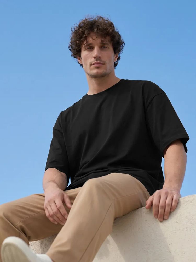 Футболка Oversize Premium 210, черная, размер XL