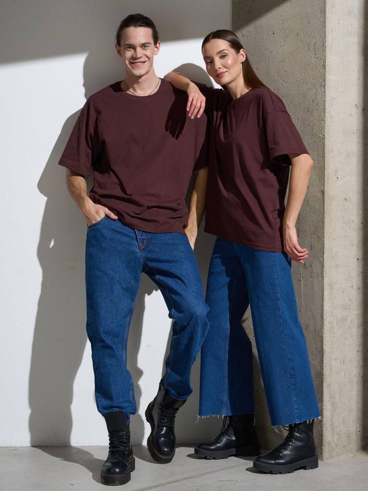 Футболка Oversize Premium, коричневая (шоколад), размер L