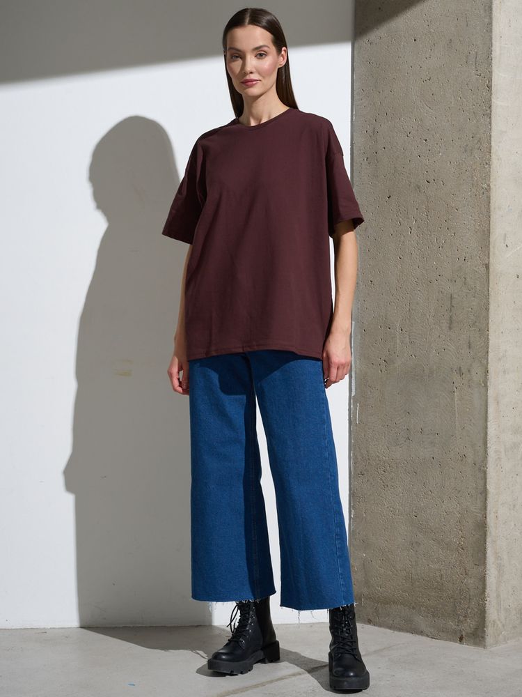 Футболка Oversize Premium, коричневая (шоколад), размер L