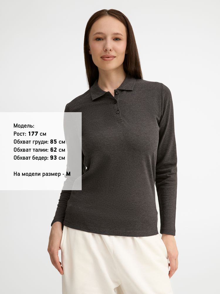 Рубашка поло женская с длинным рукавом Perfect LSL Women черный меланж, размер M