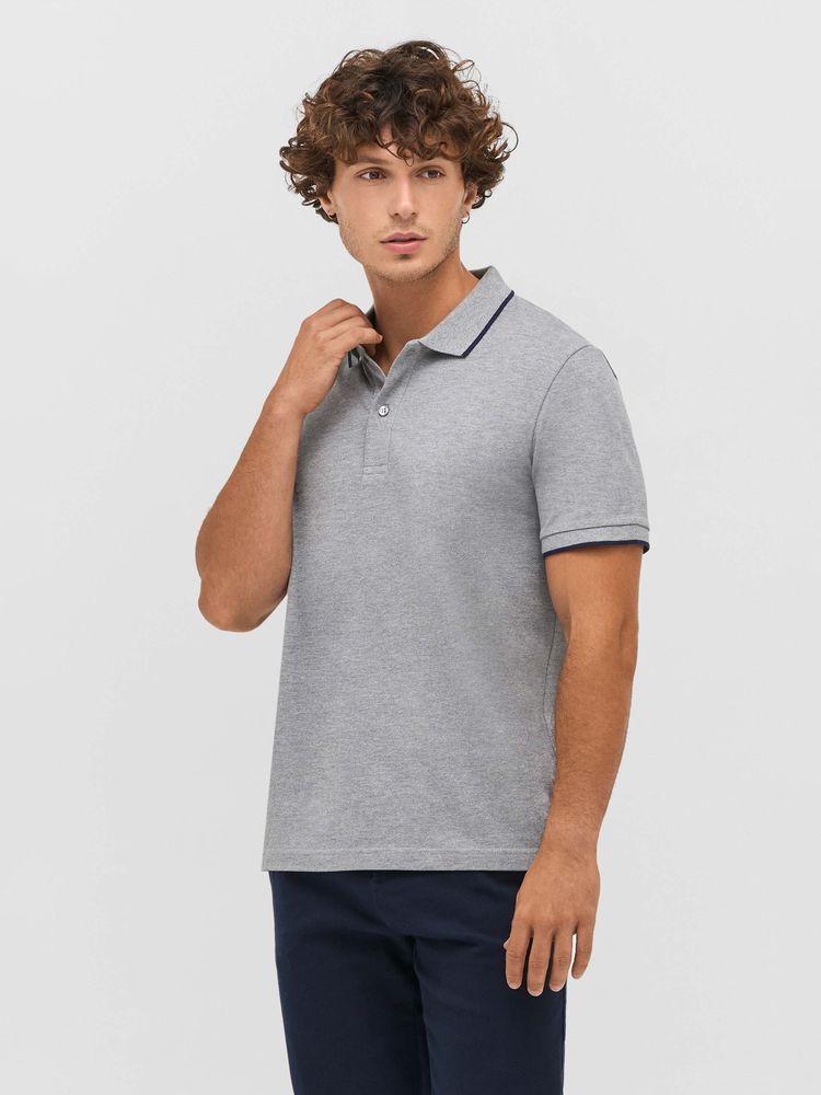 Рубашка поло унисекс Palermo, белая с темно-синим, размер XS