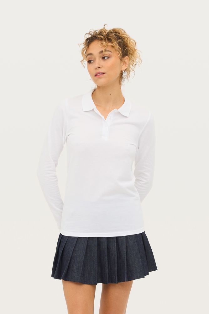 Рубашка поло женская с длинным рукавом Perfect LSL Women черный меланж, размер XXL