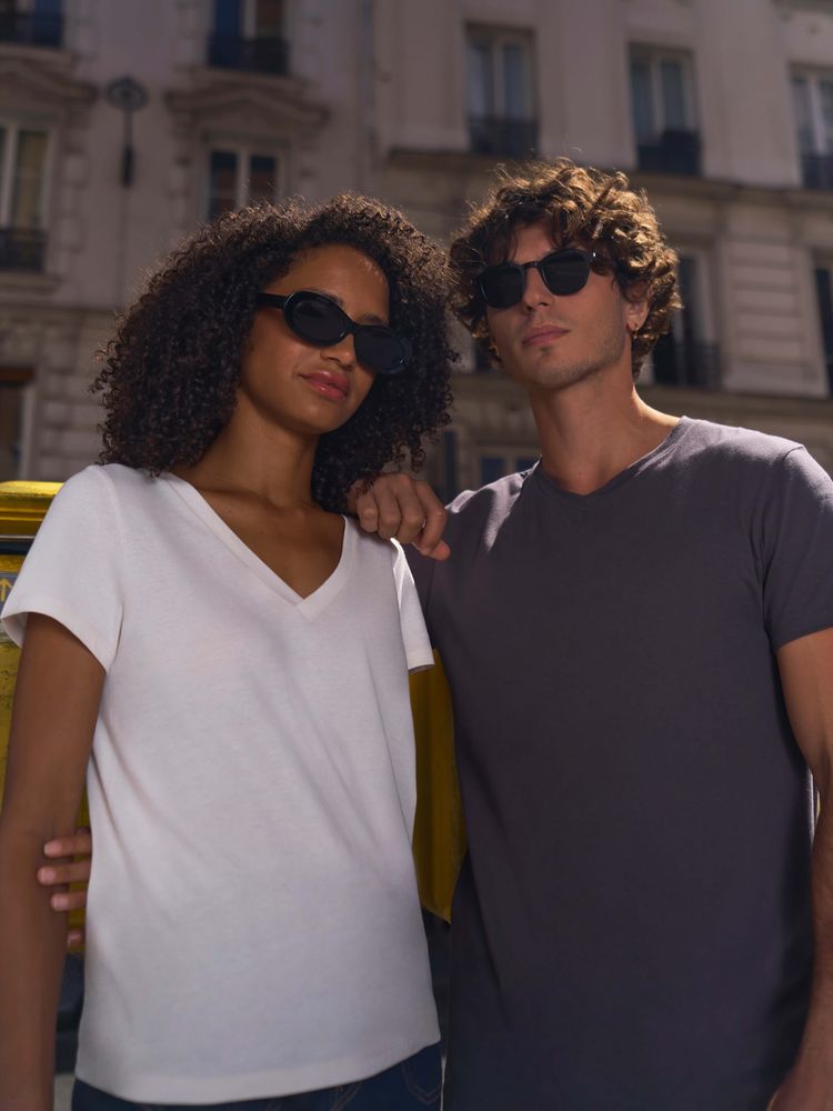 Футболка унисекс Regent с V-образным вырезом, белая, размер L