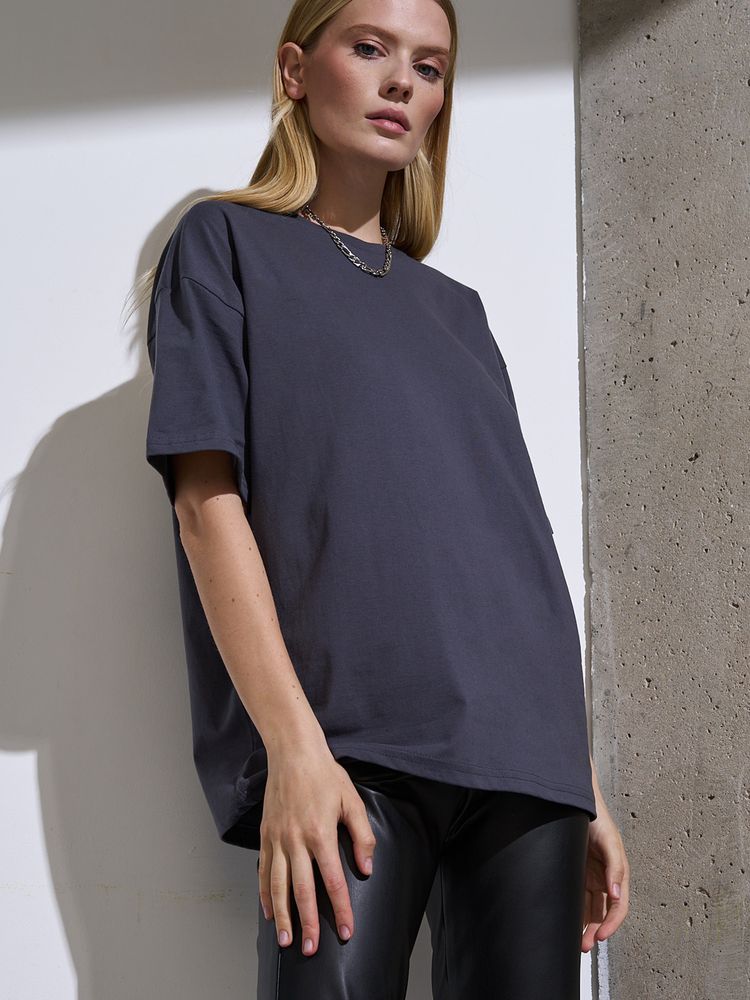 Футболка Oversize Premium, темно-серая (антрацит), размер XXL