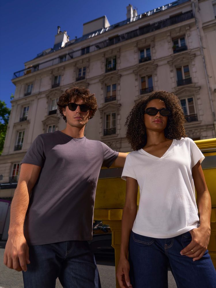 Футболка унисекс Regent с V-образным вырезом, белая, размер L