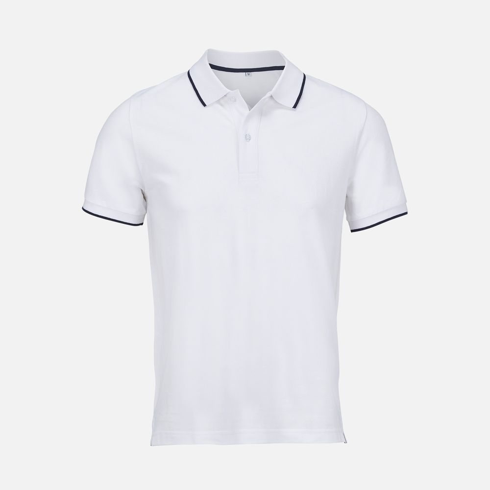 Рубашка поло унисекс Palermo, белая с темно-синим, размер XS