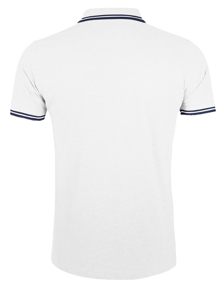 Рубашка поло мужская Pasadena Men 200 с контрастной отделкой белая с синим, размер 3XL