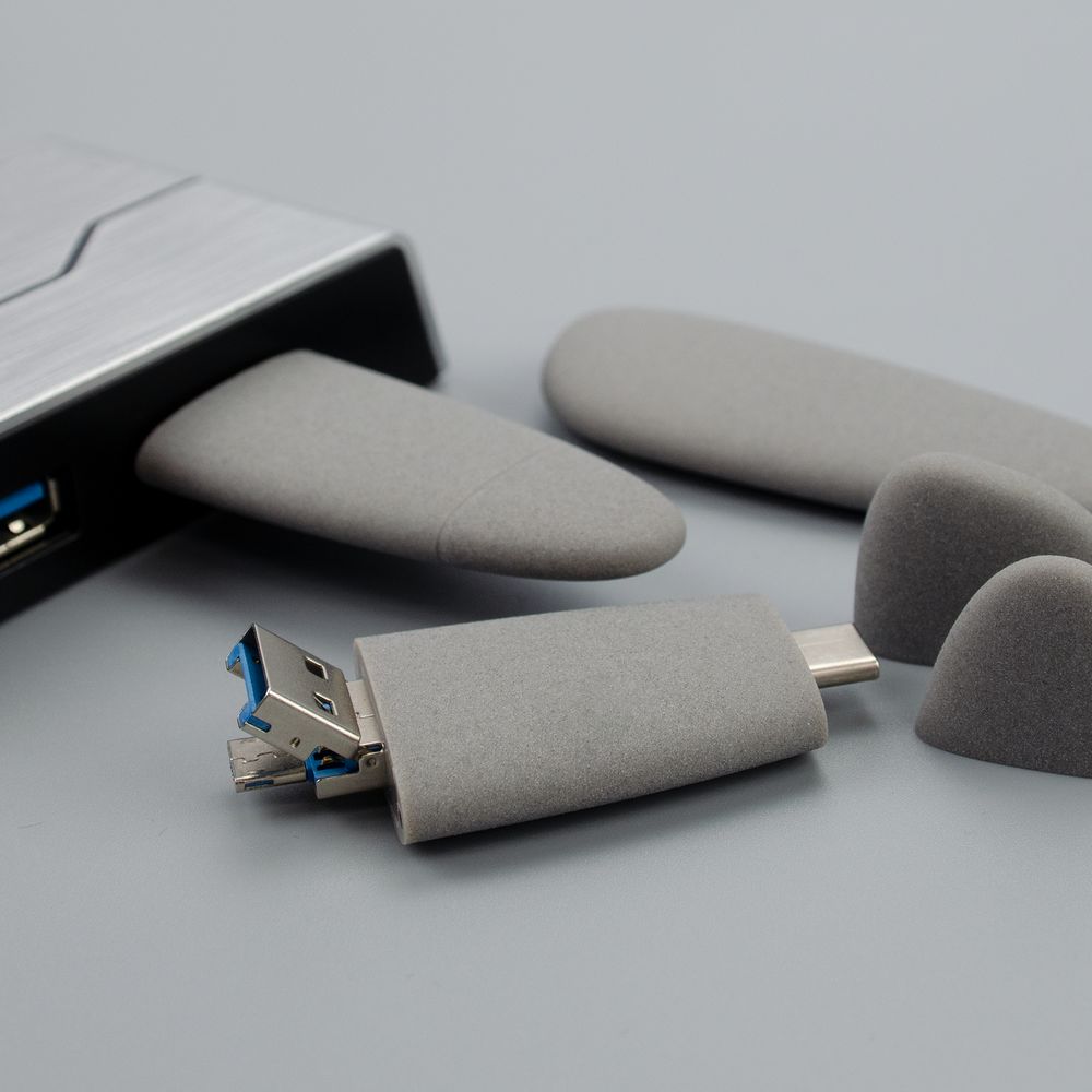 Флешка Pebble Universal, USB 3.0, серая, 64 Гб