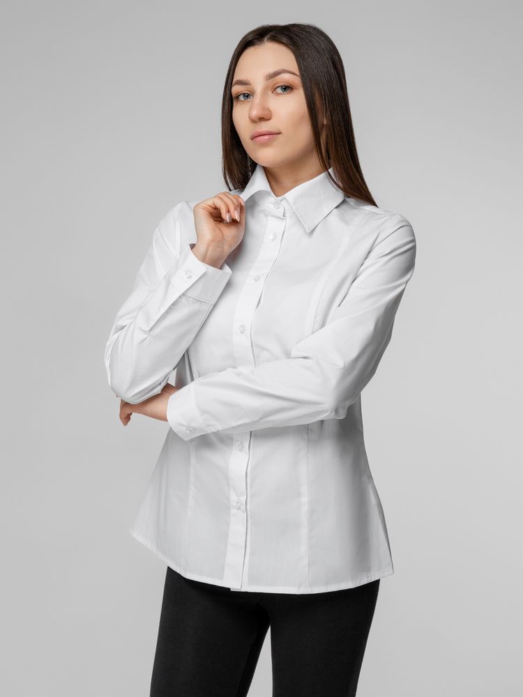 Рубашка женская с длинным рукавом Collar, белая, размер 64; 158-164
