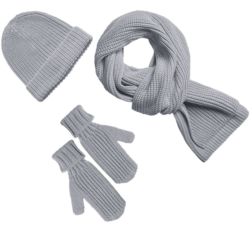 Набор Nordkyn Full Set с шарфом, светло-серый меланж, размер S/M
