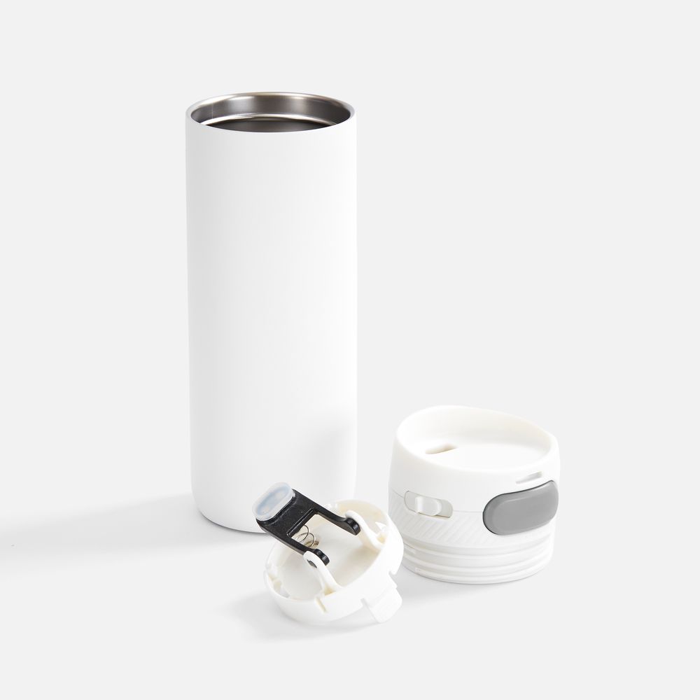 Термостакан X1 с цветной кнопкой, белый с серым