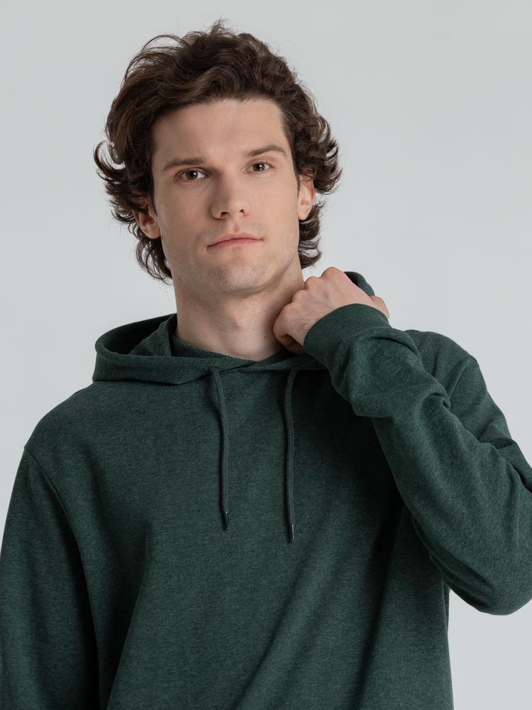 Толстовка с капюшоном унисекс Hoodie, темно-зеленый меланж, размер 3XL