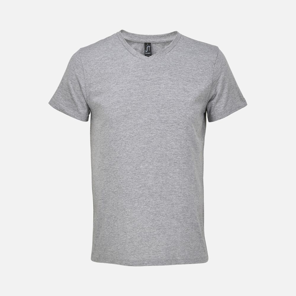 Футболка унисекс Regent с V-образным вырезом, серый меланж, размер 3XL