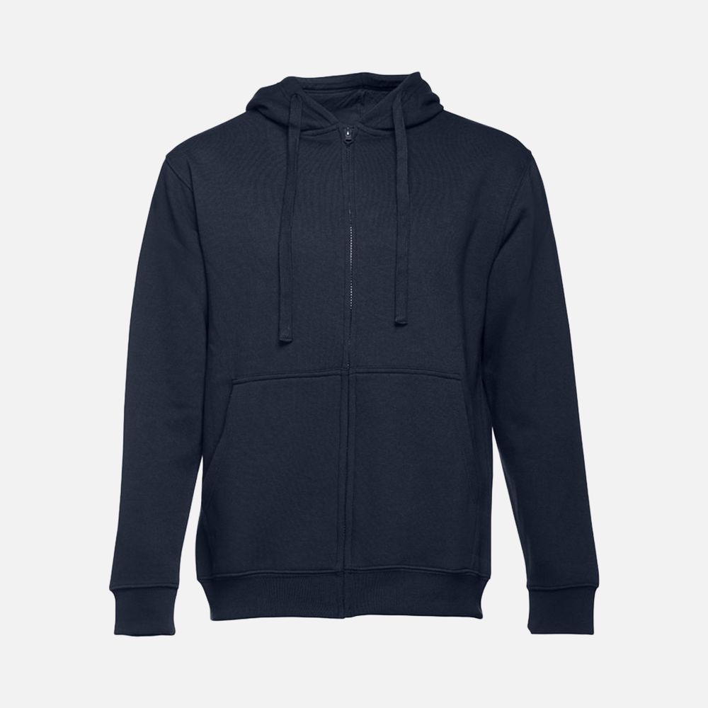 Толстовка мужская на молнии с капюшоном Amsterdam, темно-синяя, размер L