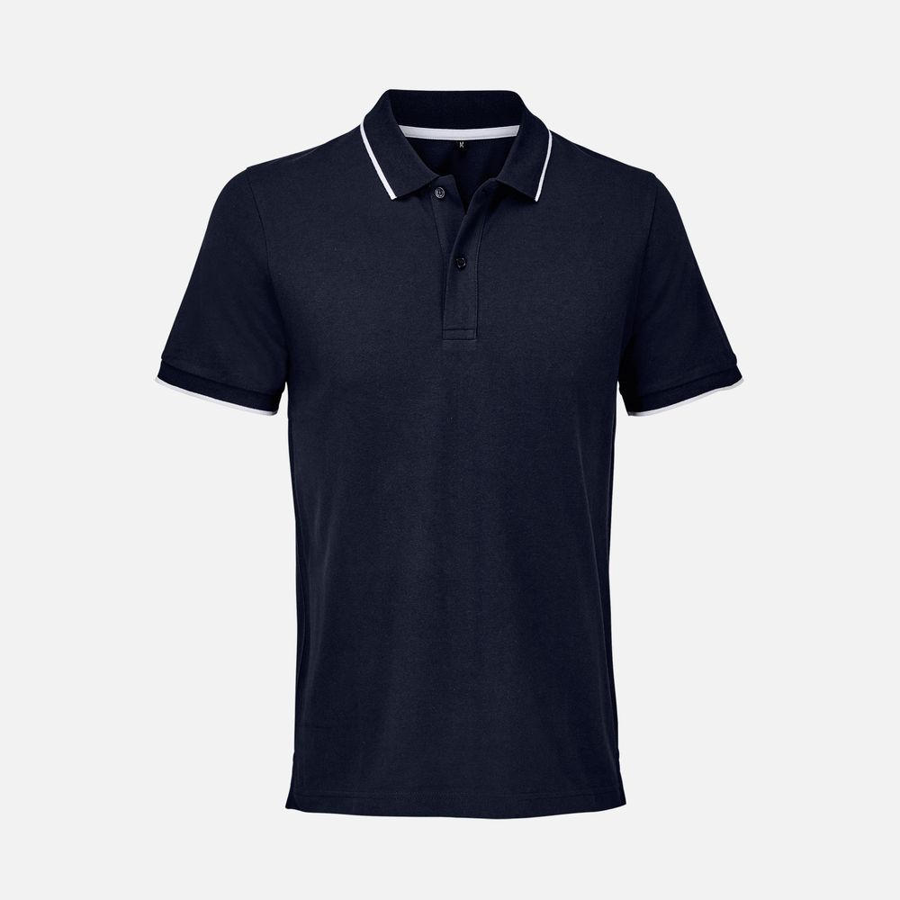 Рубашка поло унисекс Palermo, темно-синяя с белым, размер XL