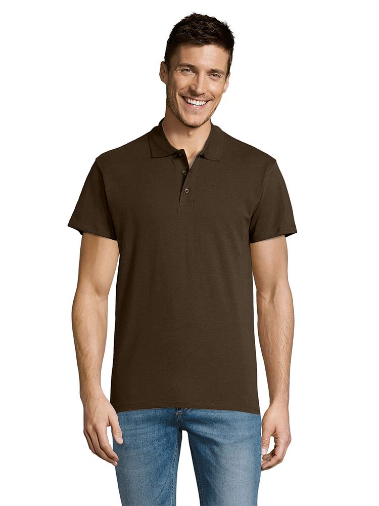 Рубашка поло мужская Summer 170 темно-коричневая (шоколад), размер XS