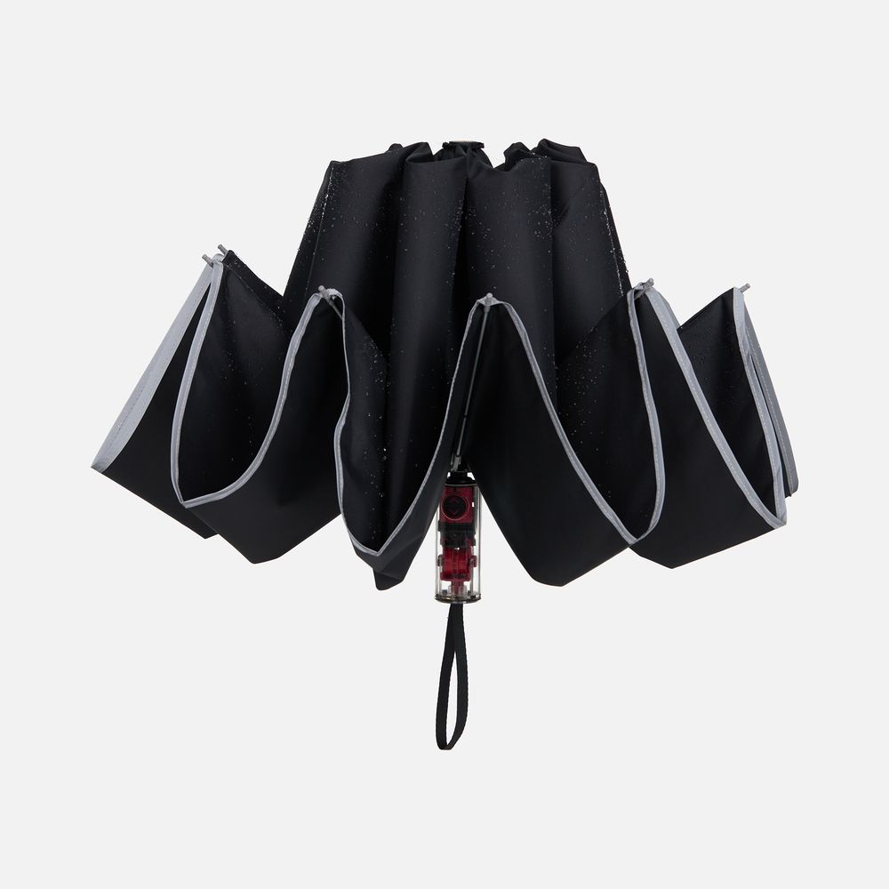 Зонт наоборот складной Futurum со светоотражающим кантом, черный