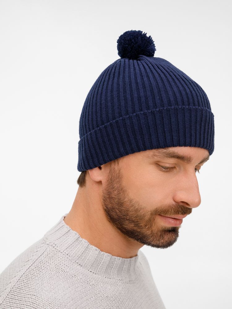 Шапка Catch Match с помпоном, темно-синяя