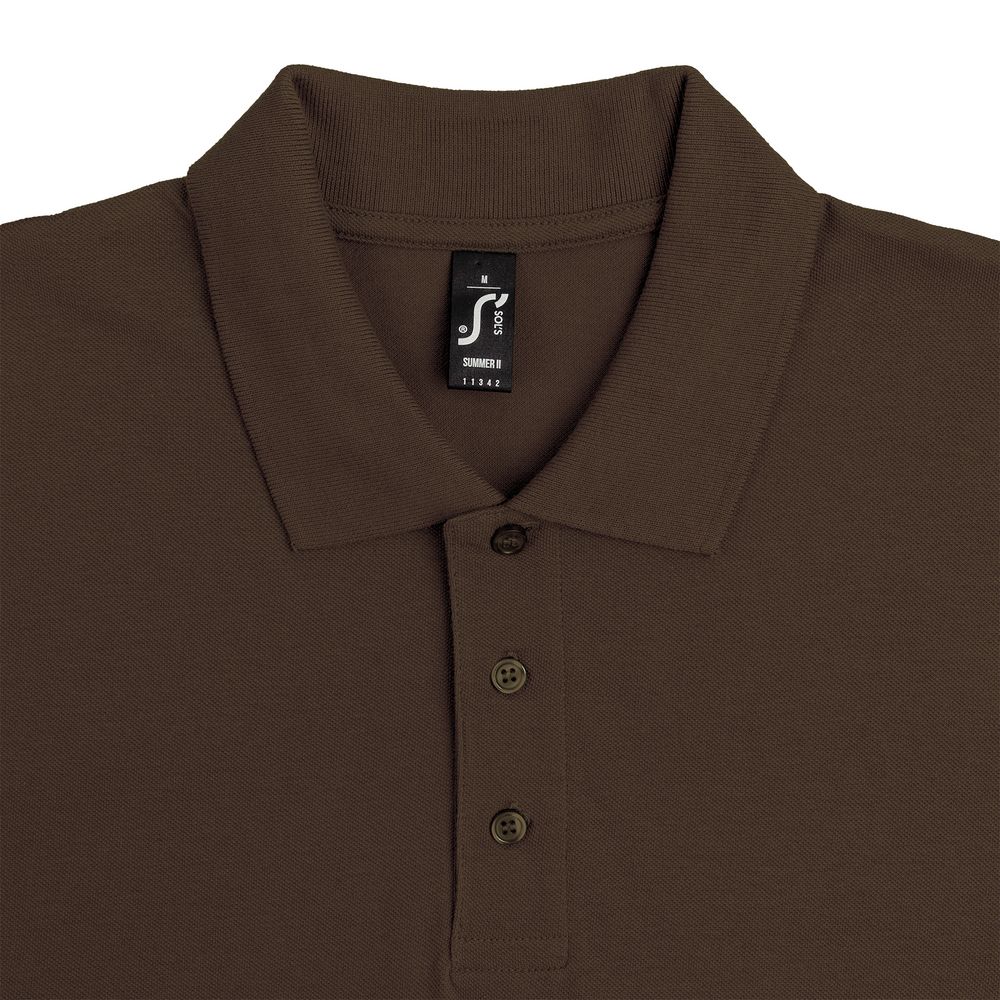 Рубашка поло мужская Summer 170 темно-коричневая (шоколад), размер XS
