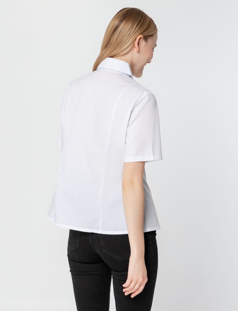 Рубашка женская с коротким рукавом Collar, белая, размер 66; 158-164