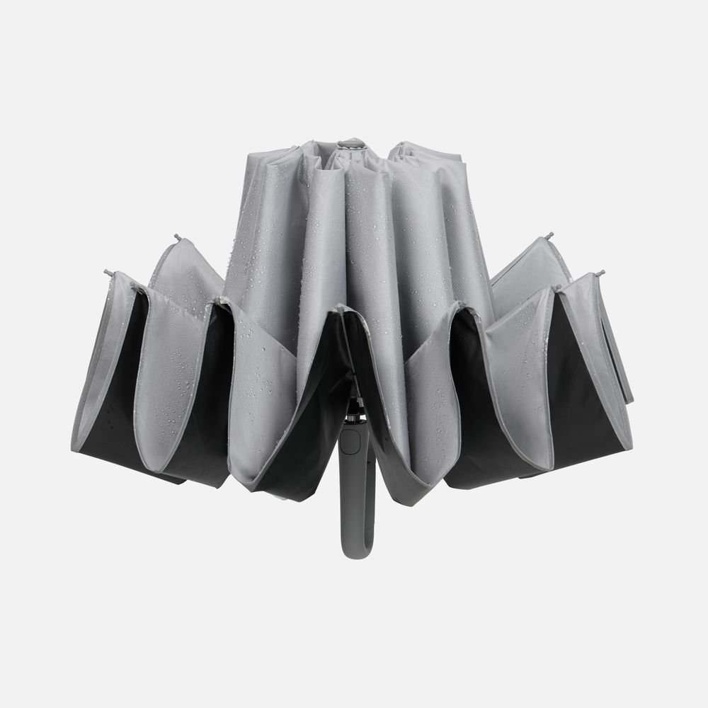 Зонт обратного сложения с ручкой-карабином Foldberry, серый