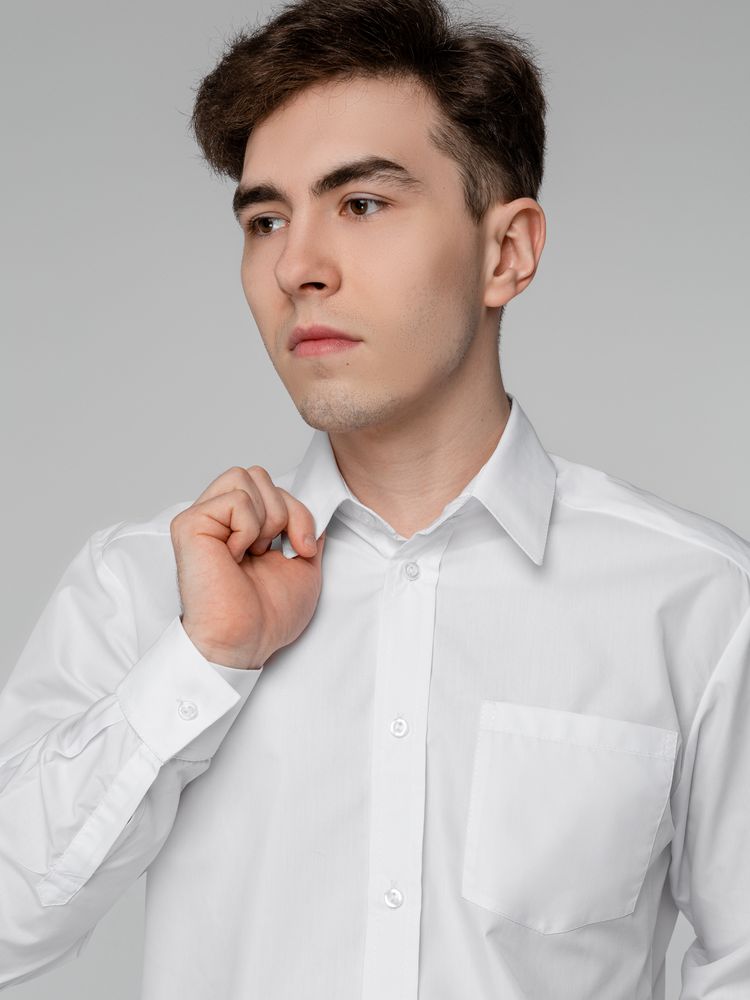 Рубашка мужская с длинным рукавом Collar, белая, размер 58; 182