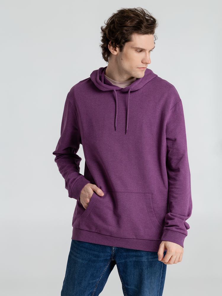 Толстовка с капюшоном унисекс Hoodie, фиолетовый меланж, размер L