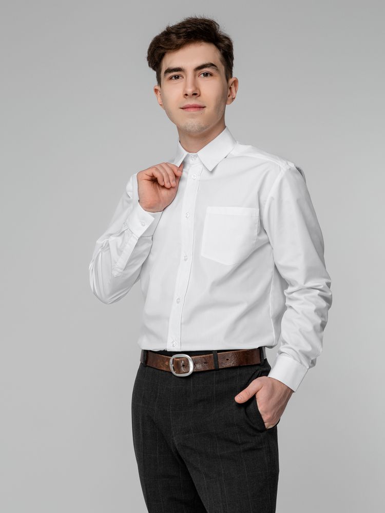 Рубашка мужская с длинным рукавом Collar, белая, размер 66; 182