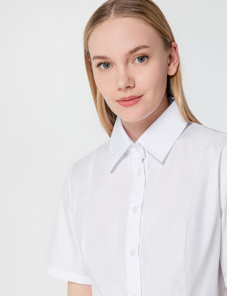Рубашка женская с коротким рукавом Collar, белая, размер 60; 158-164