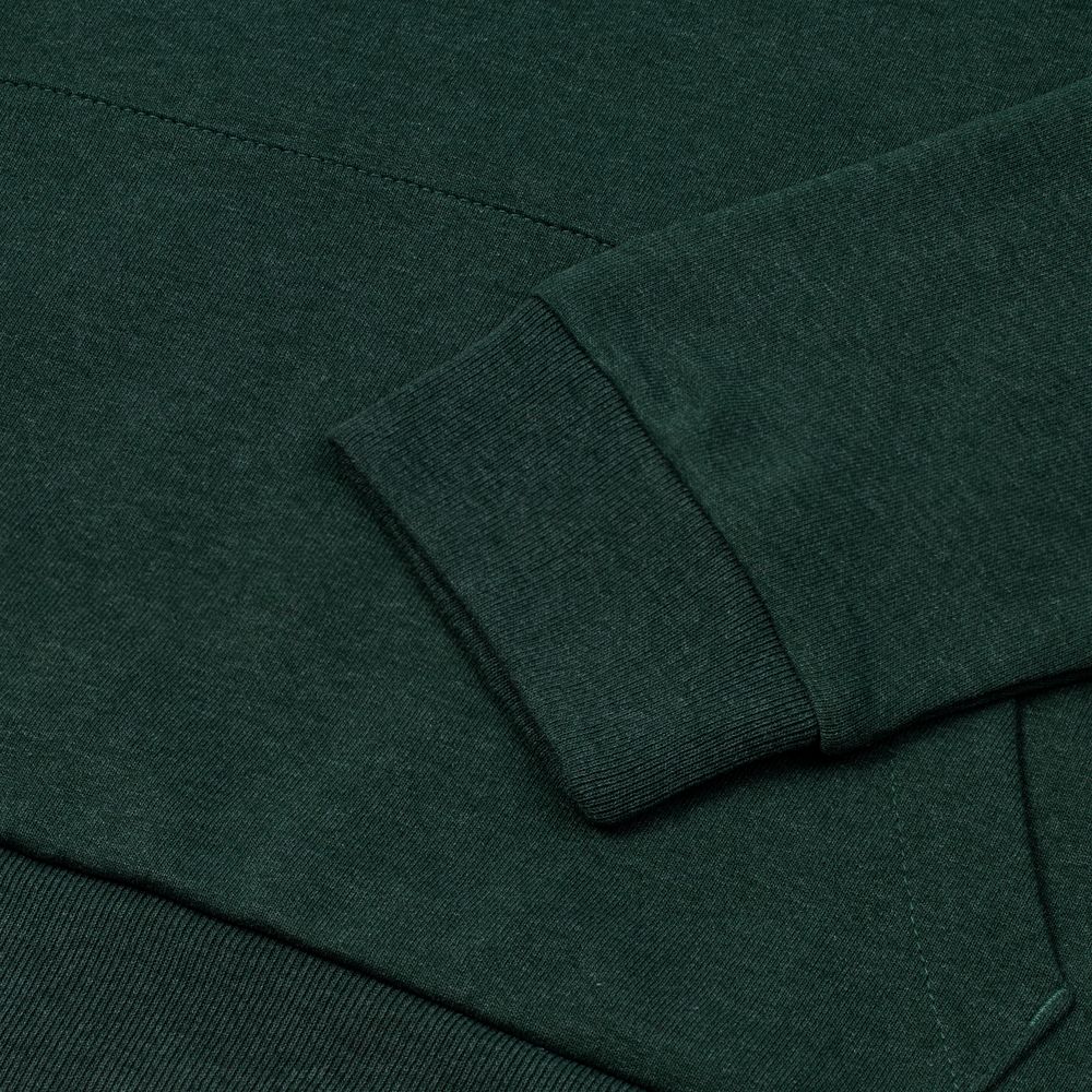 Толстовка с капюшоном унисекс Hoodie, темно-зеленый меланж, размер S