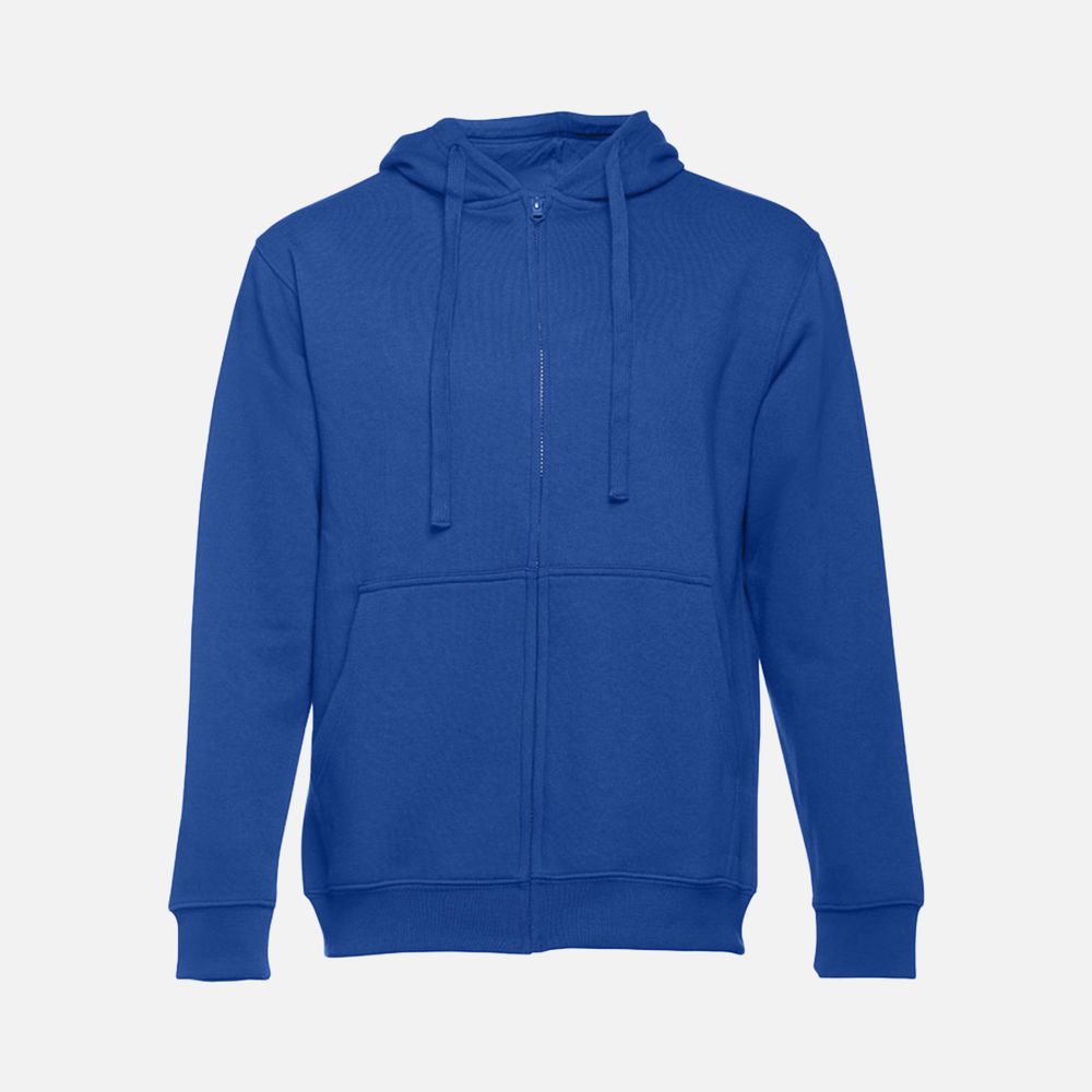 Толстовка мужская на молнии с капюшоном Amsterdam, ярко-синяя, размер M