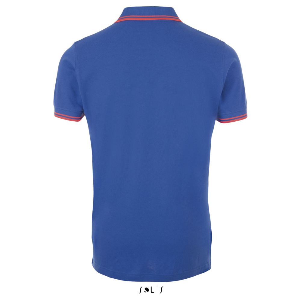 Рубашка поло мужская Pasadena Men 200 с контрастной отделкой, ярко-синяя (royal) с неоново-розовым, размер 3XL