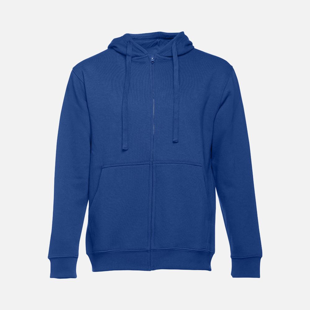 Толстовка мужская на молнии с капюшоном Amsterdam, ярко-синяя, размер XL