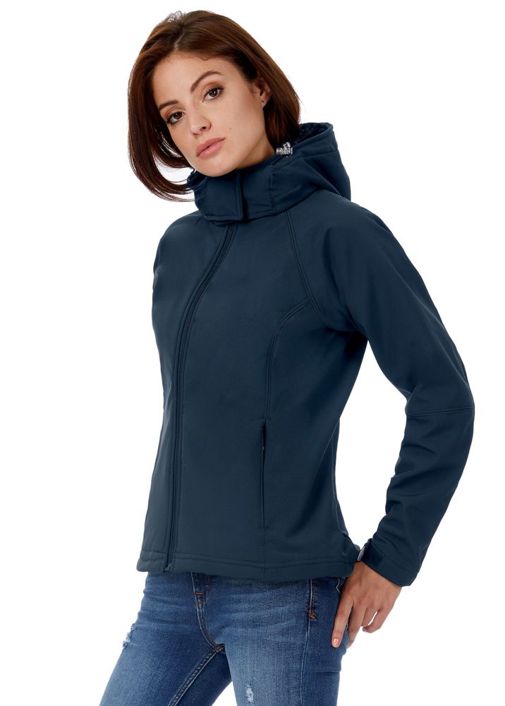 Куртка женская Hooded Softshell темно-синяя, размер S