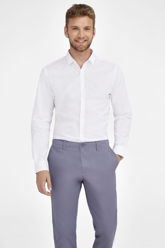 Рубашка мужская Becker Men, белая с темно-синим, размер XL