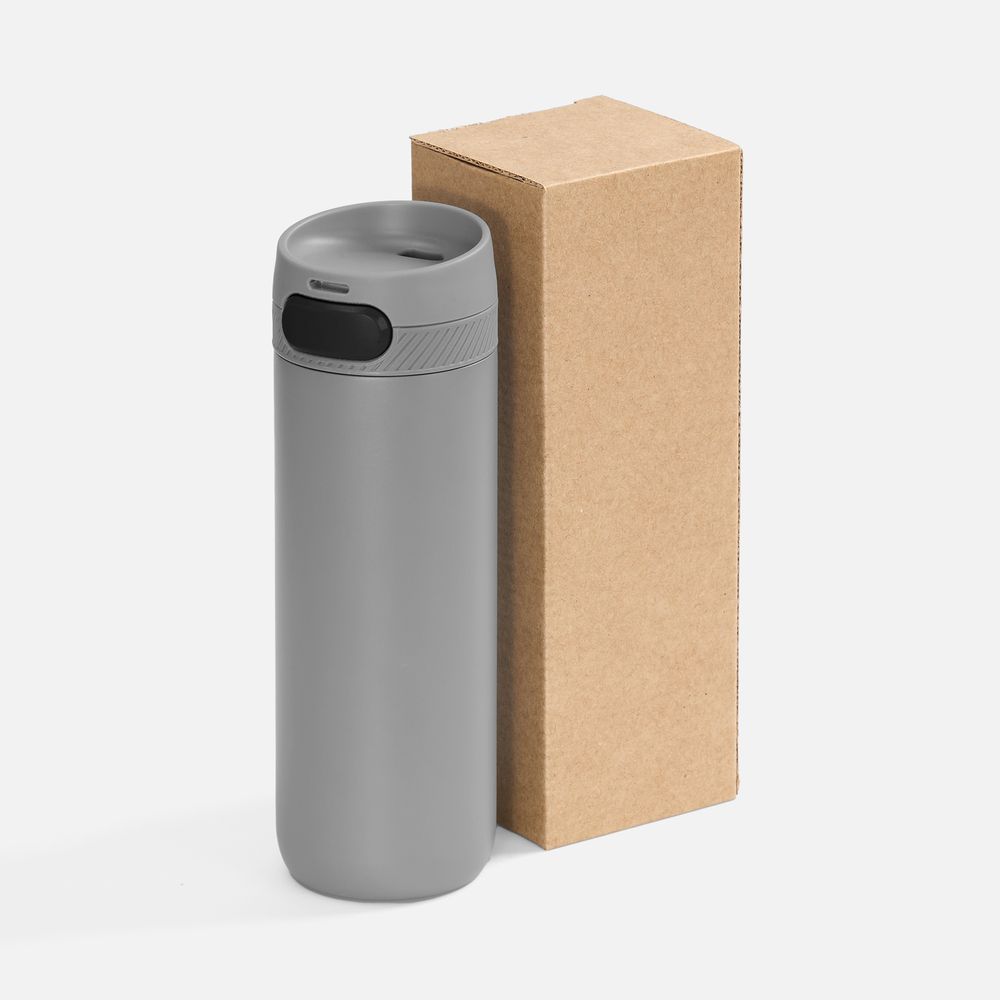 Термостакан X1 с цветной кнопкой, серый с черным