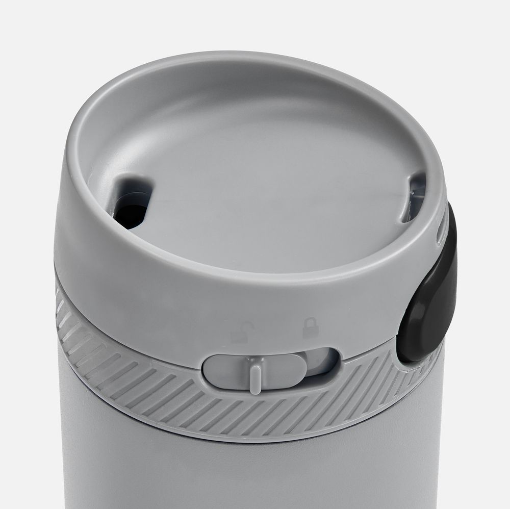 Термостакан X1 с цветной кнопкой, серый с черным