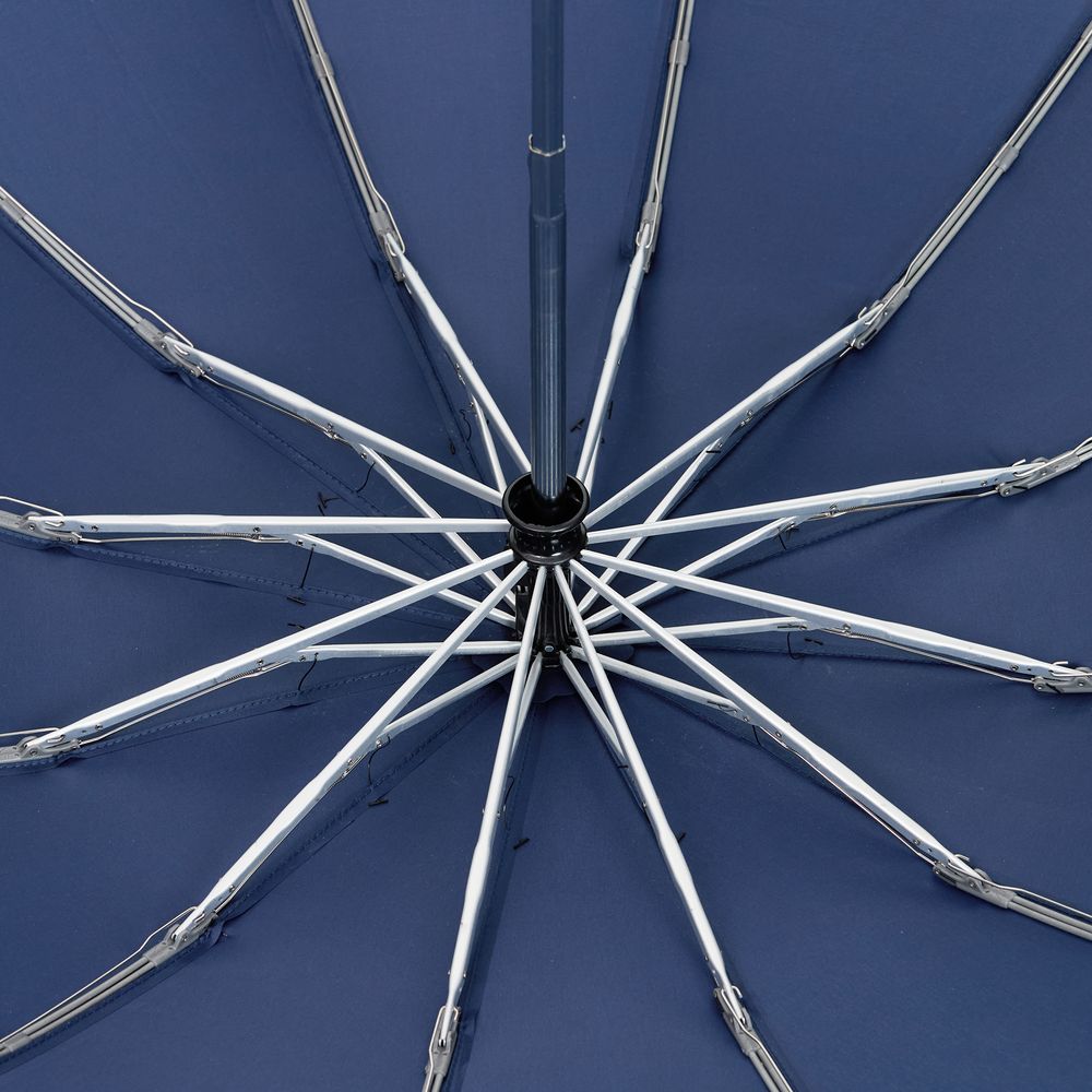 Зонт обратного сложения inLoop с ручкой-карабином, темно-синий