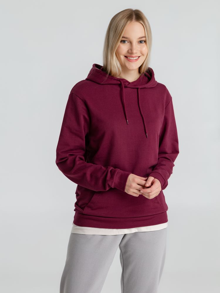 Толстовка с капюшоном унисекс Hoodie, бордовая, размер XS