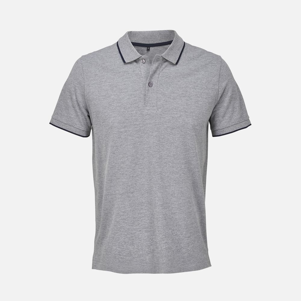 Рубашка поло унисекс Palermo, серый меланж с темно-синим, размер XL