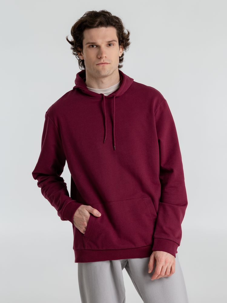 Толстовка с капюшоном унисекс Hoodie, бордовая, размер L