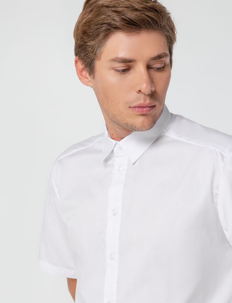 Рубашка мужская с коротким рукавом Collar, белая, размер 44; 176