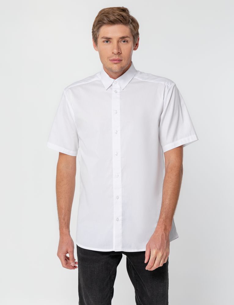 Рубашка мужская с коротким рукавом Collar, белая, размер 50; 188