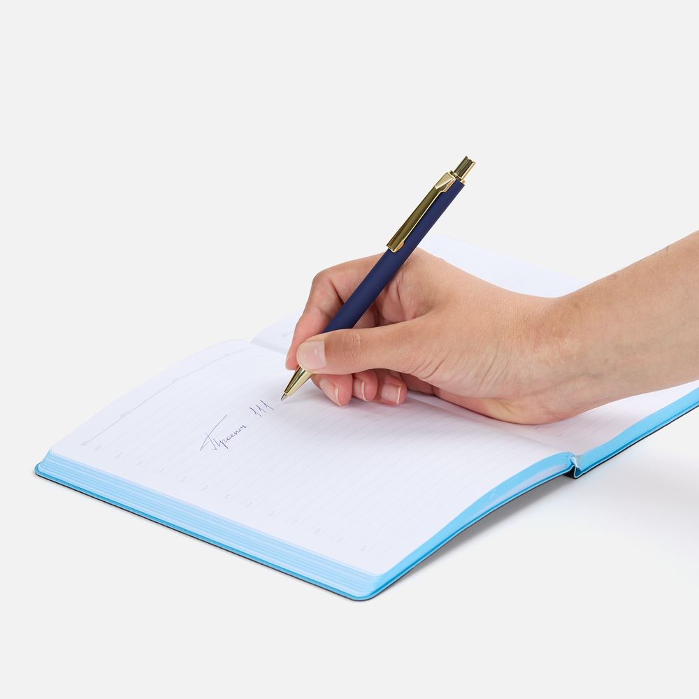 Ручка шариковая Lobby Soft Touch Gold, синяя