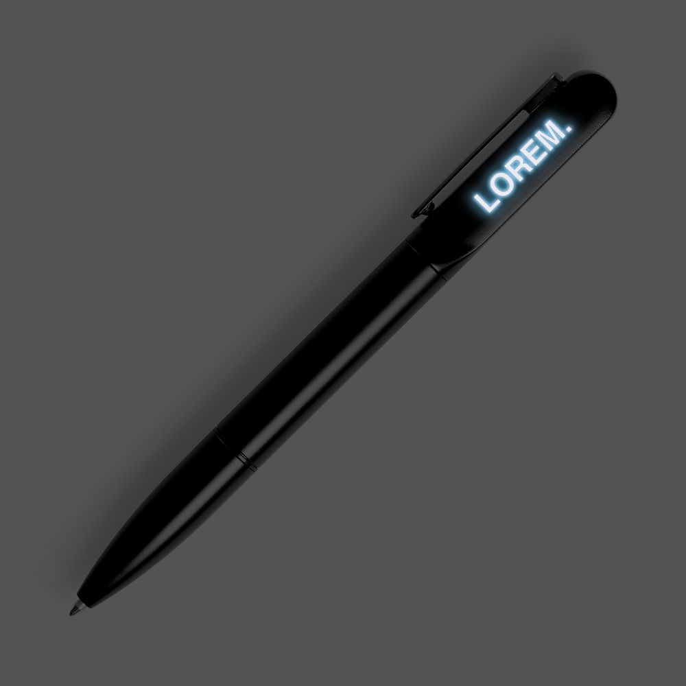 Ручка шариковая Lucenti с подсветкой логотипа, в футляре, черная