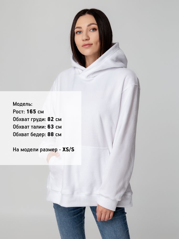 Худи флисовое унисекс Manakin, белое, размер XL/2XL