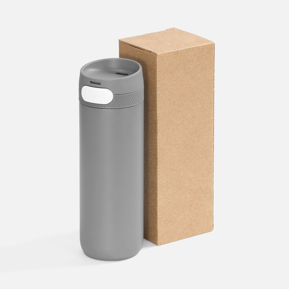 Термостакан X1 с цветной кнопкой, серый с белым