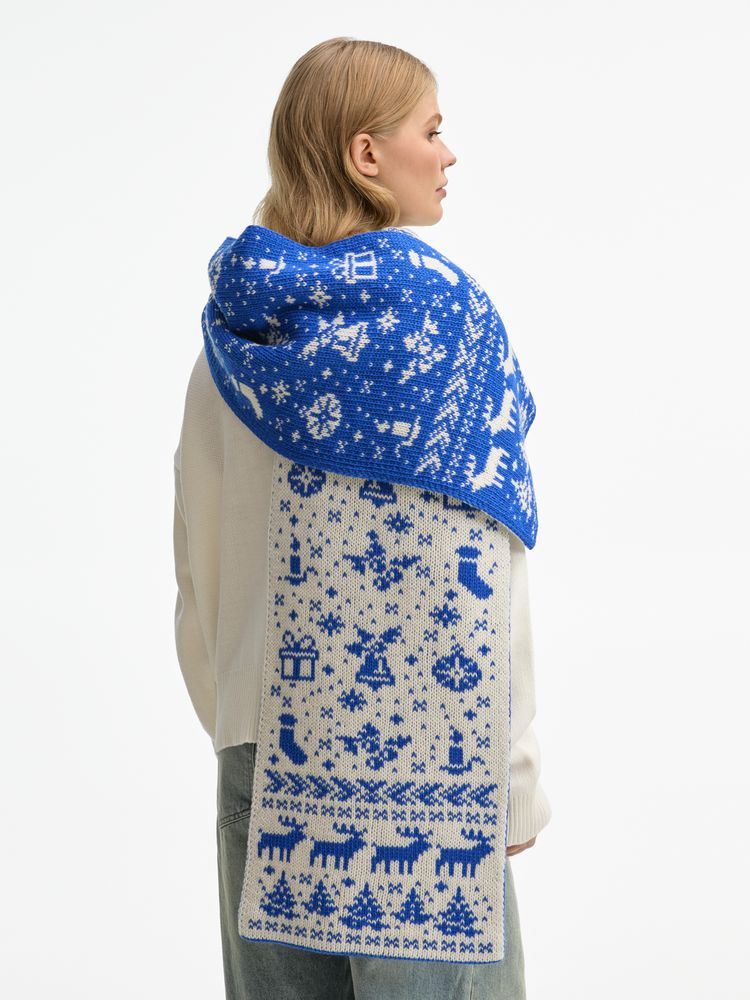 Шарф Holidale, синий с молочным