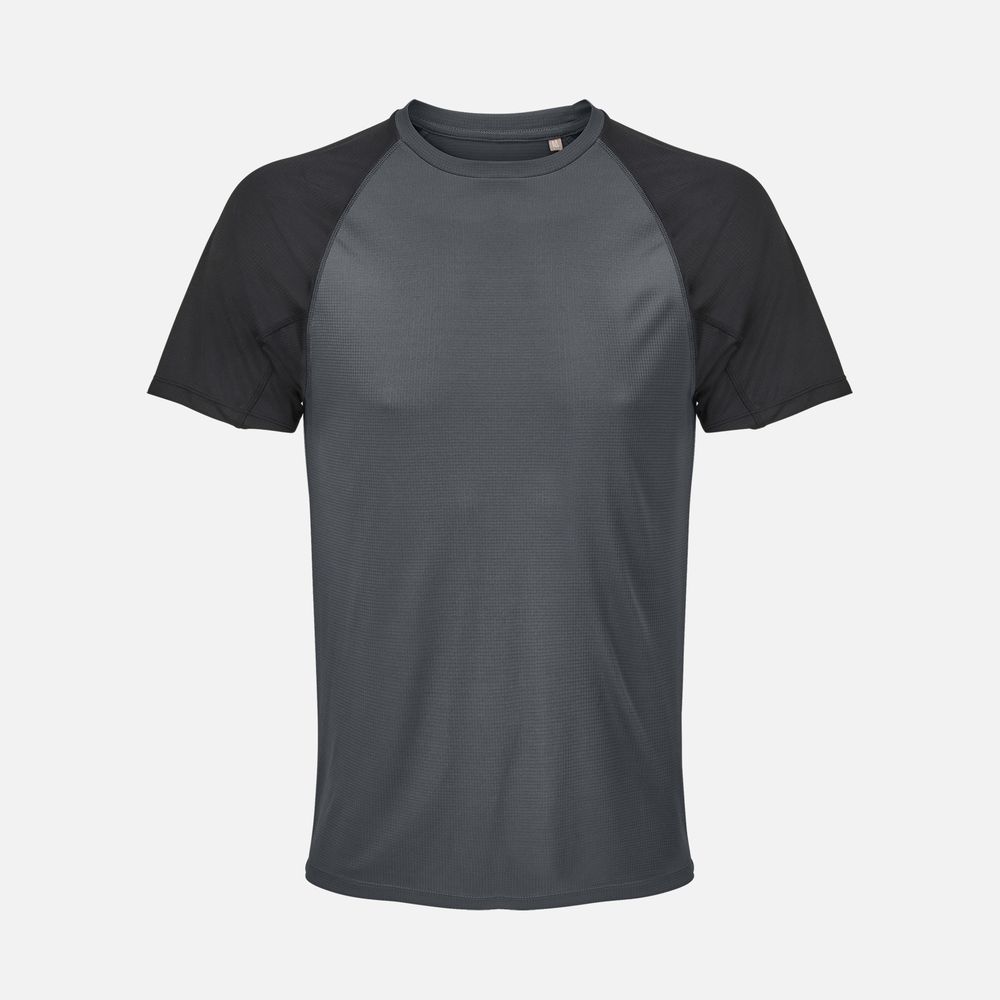 Футболка спортивная унисекс Vortex, черная с темно-серым, размер XS