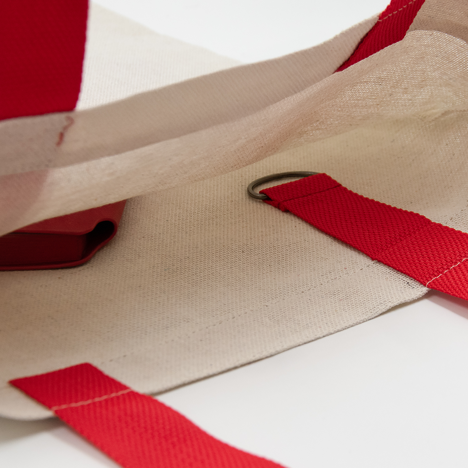 Шоппер Superbag Light, с внутренним креплением-полукольцо (неокрашенный с красным)